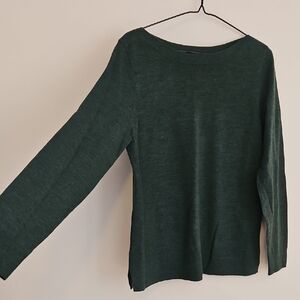 Ellen Tracy Forest Green Merino Wool Sweater